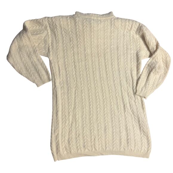 Jeanne Pierre Lambswool Angora Ivory Cable Knit Cowl Neck Sweater Small Vintage - Picture 2 of 10